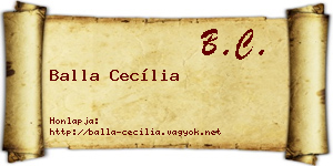 Balla Cecília névjegykártya